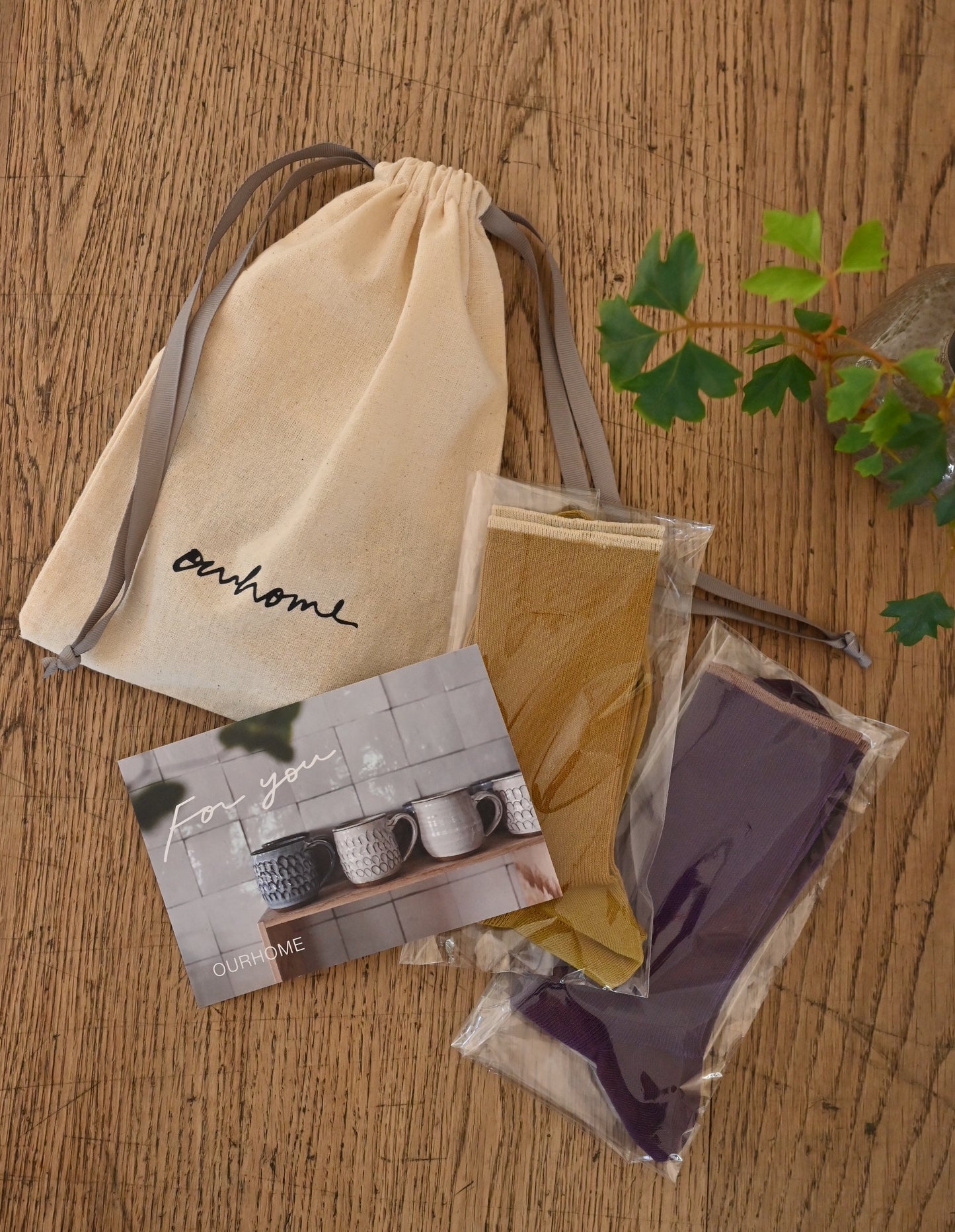 配色ラインのリブ靴下