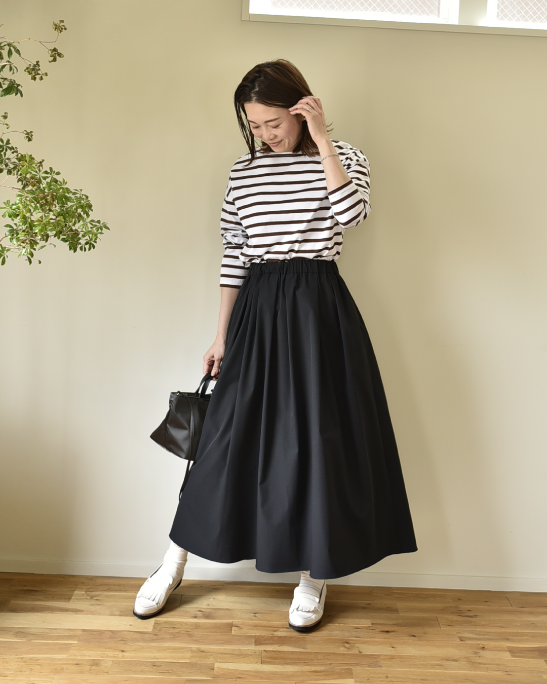 綿100%の長袖ボーダーカットソー - OURHOME