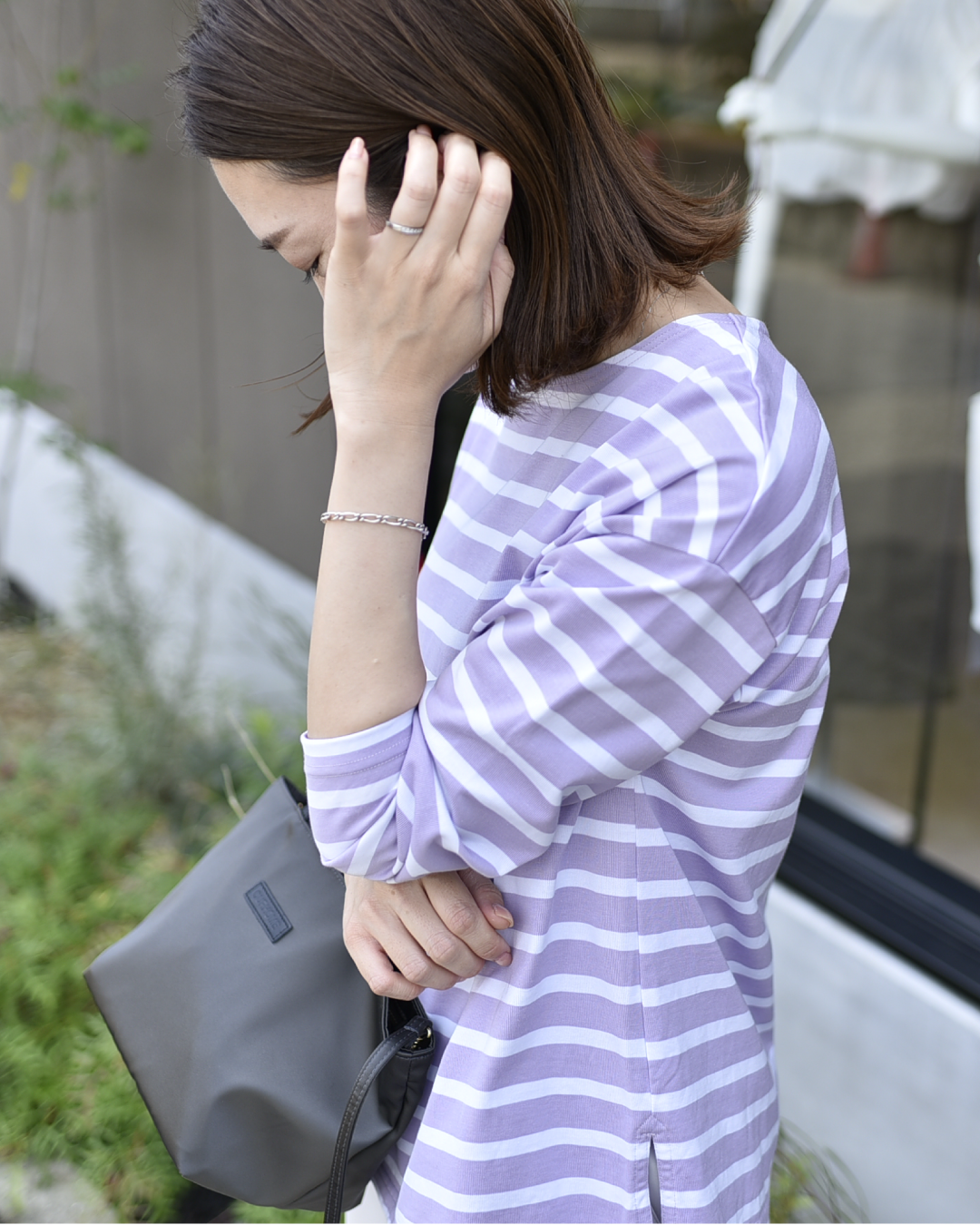 綿100%の長袖ボーダーカットソー - OURHOME