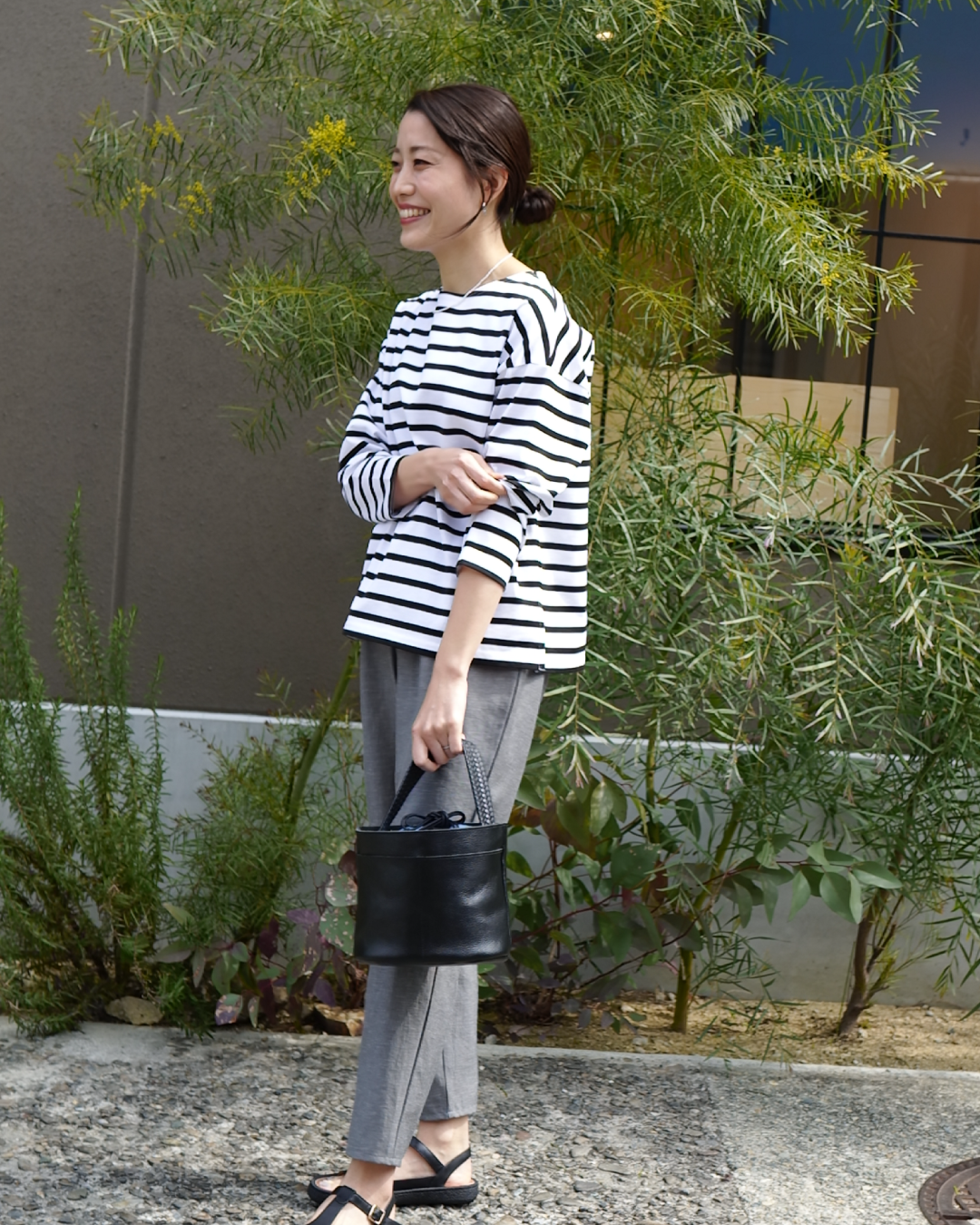 綿100%の長袖ボーダーカットソー - OURHOME