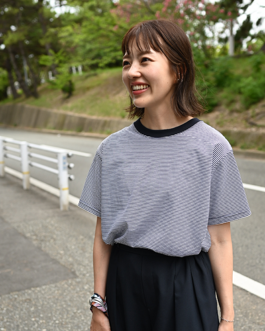 綿100%きれいめボーダーTシャツ