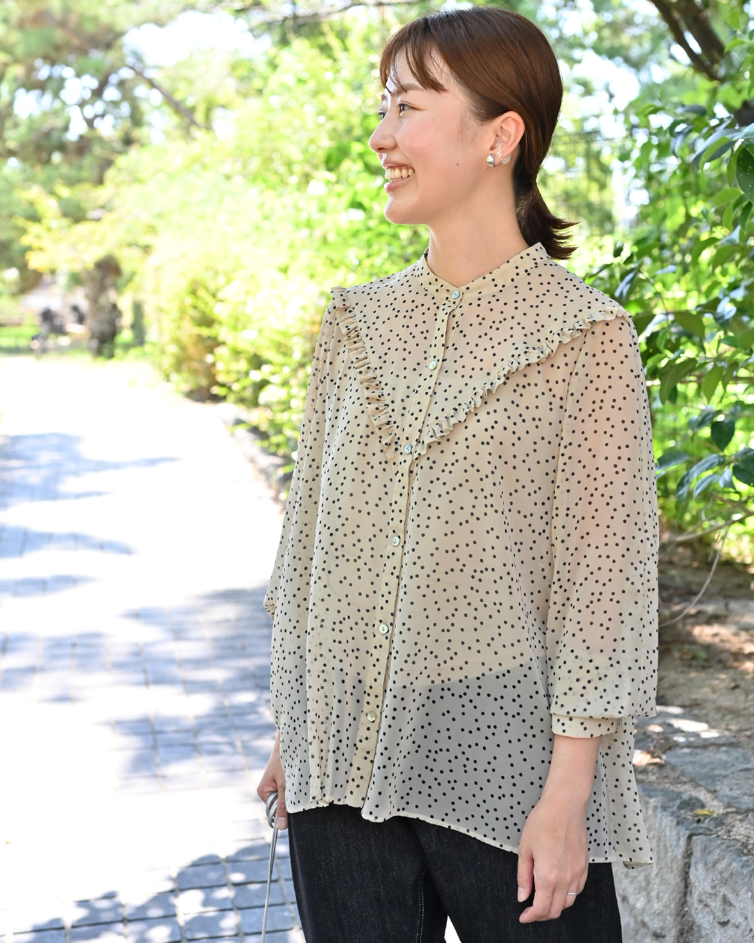ほぼ完売  IENA シフォンブラウス ドット シフォンドットブラウス – OURHOME