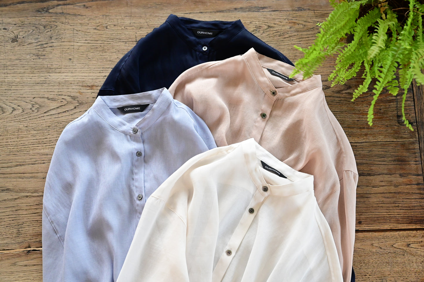 上品な透け感、リネン風シャツ
