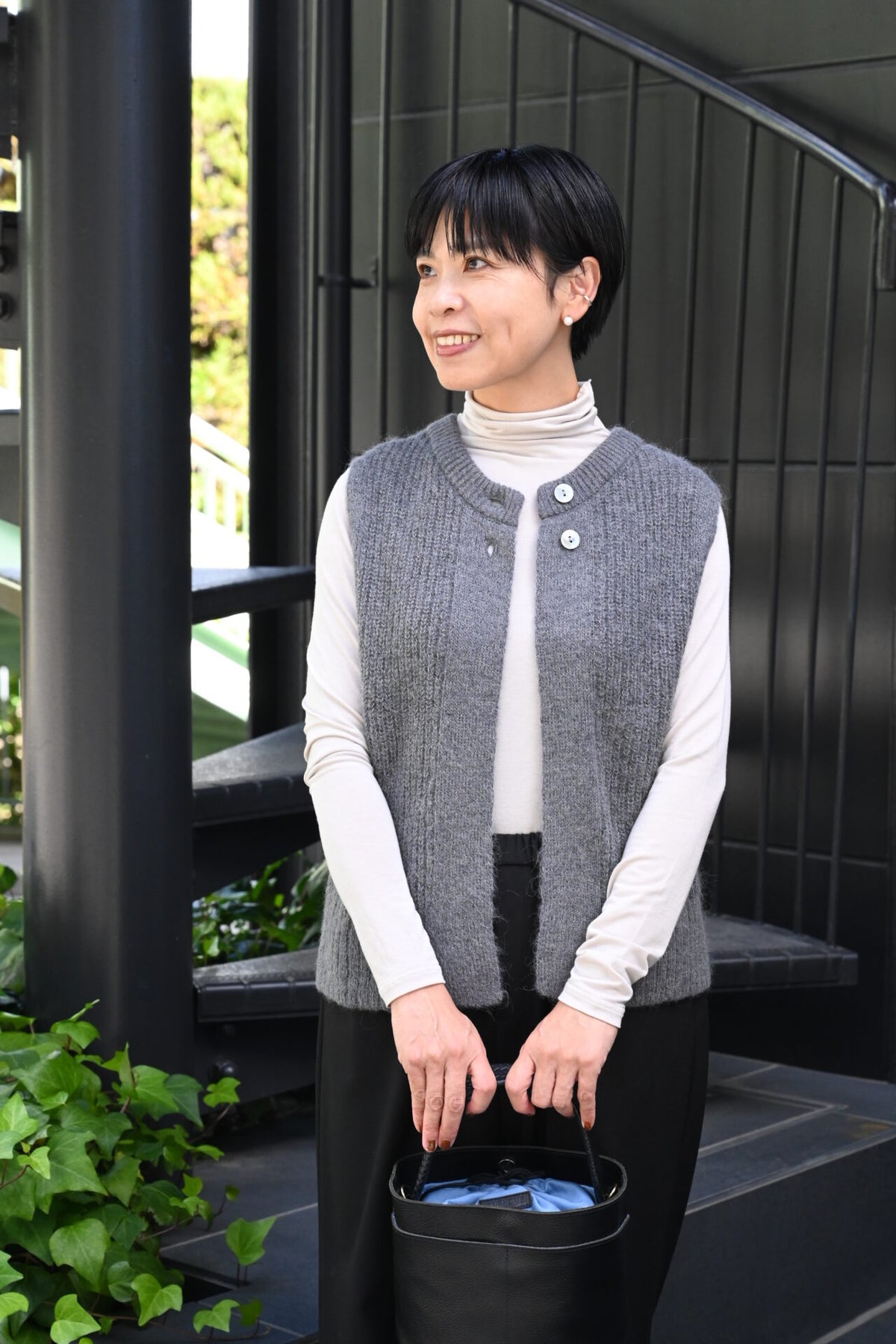 前後2way洗えるアルパカ混ニットベスト