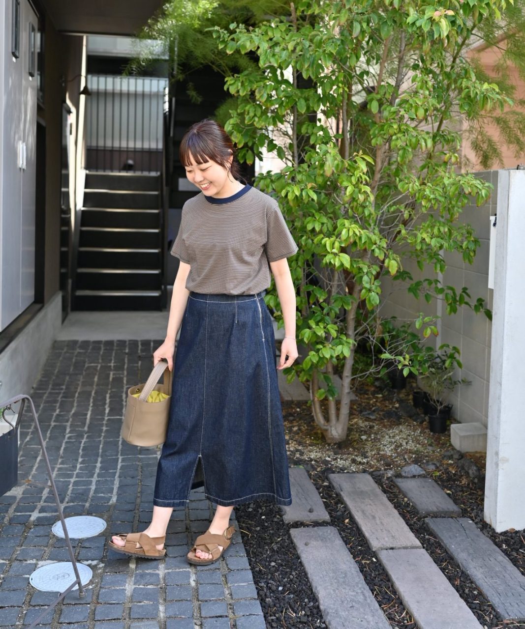 綿100%きれいめボーダーTシャツ – OURHOME