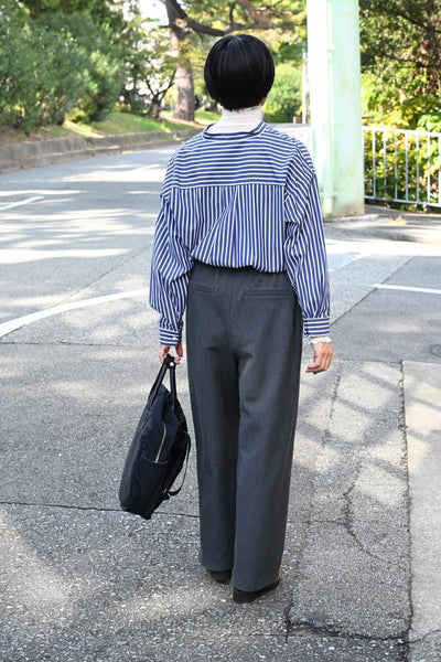 【尾州織】洗える裏起毛のタックワイドパンツ（吸湿発熱）