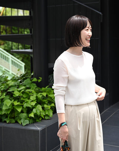シアー素材の長袖プルオーバー - OURHOME