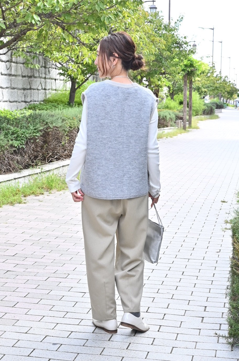 アルパカ混の洗えるニットベスト