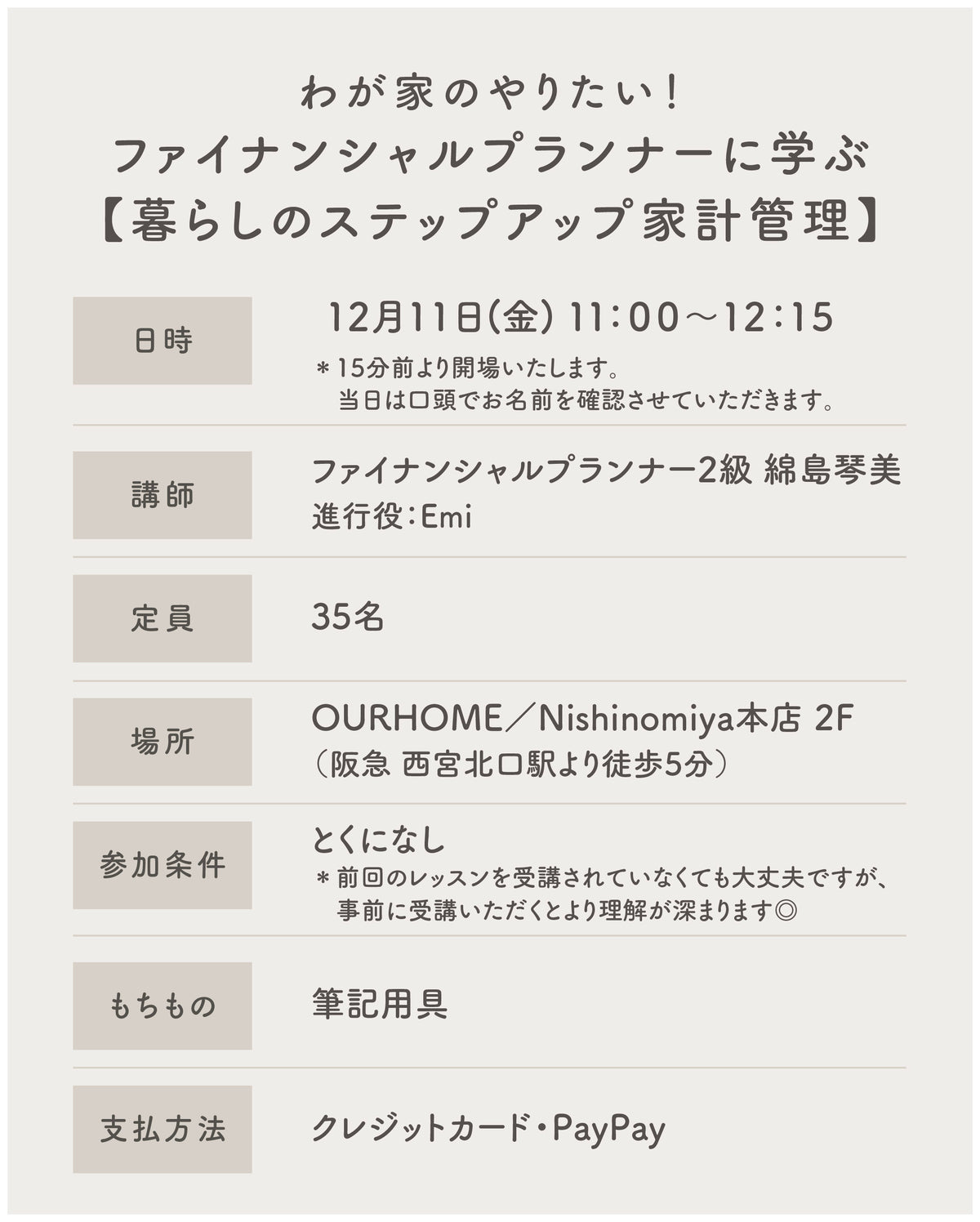 わが家のやりたい！を叶える。 ファイナンシャルプランナーに学ぶ 【暮らしのステップアップ家計管理】