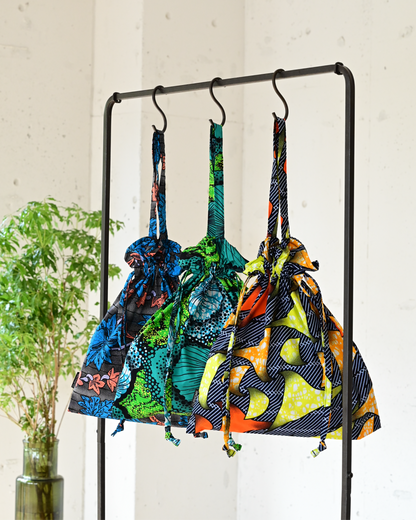 アフリカパーニャ生地の巾着バッグ - OURHOME