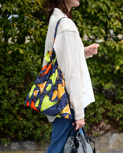 アフリカパーニャ生地の巾着バッグ - OURHOME