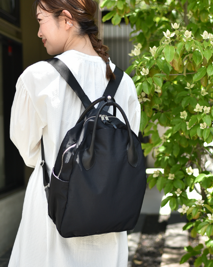 OURHOMEレザー持ち手の2wayリュック (ブラック) レザー持ち手の2WAYリュック – OURHOME