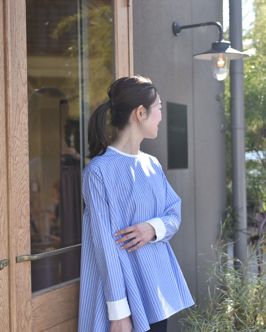 シワになりにくい播州織フレアブラウス - OURHOME