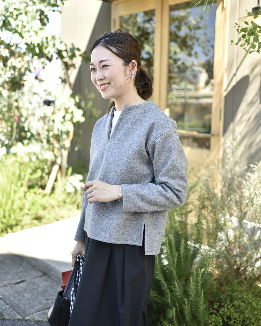 洗えるウール混素材 あったかキーネックプルオーバー　ourhome×LEE 洗えるウール混素材のキーネックプルオーバー – OURHOME