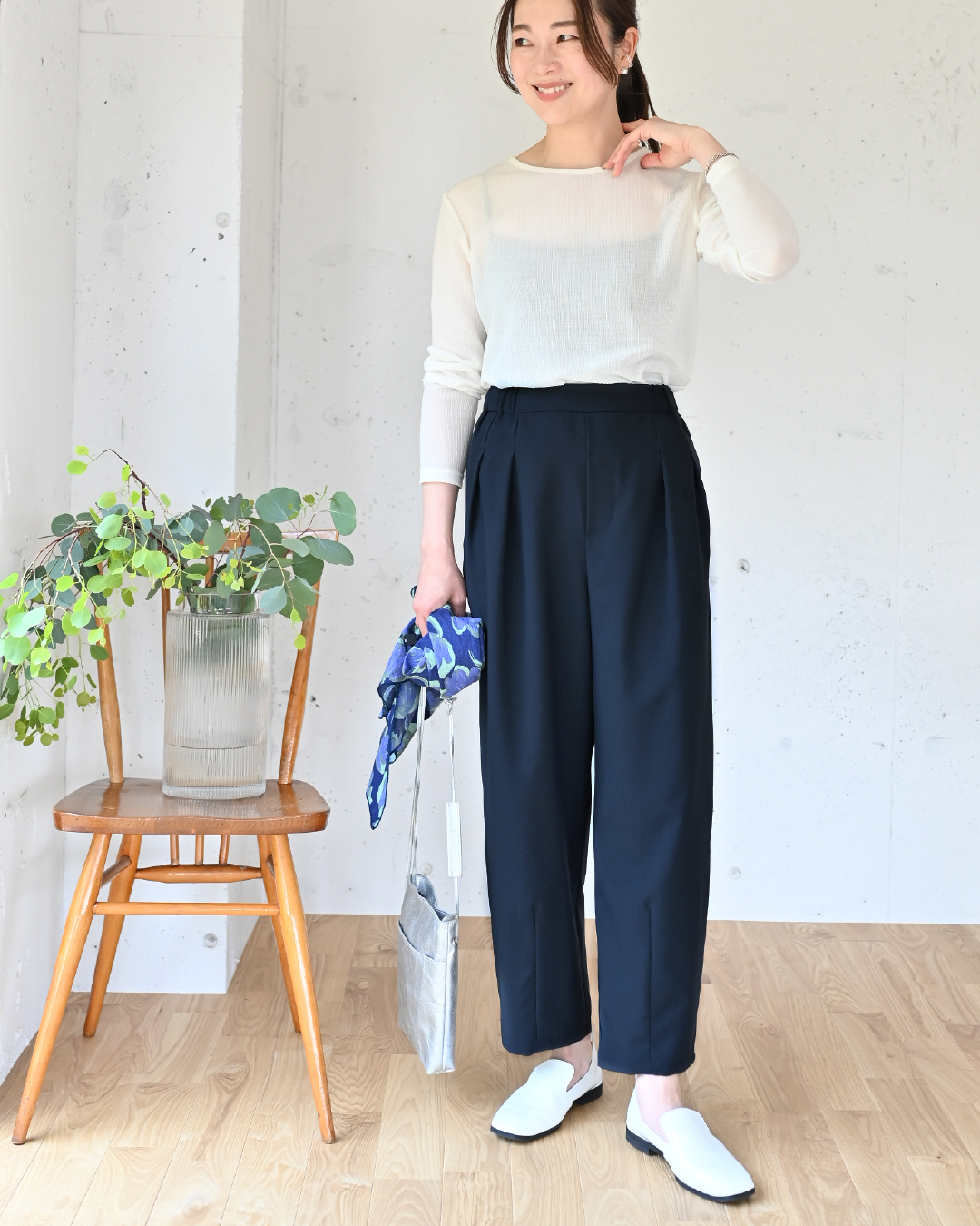 ☆専用出品☆数回着用のみ OURHOME【リネン風ワイドパンツ