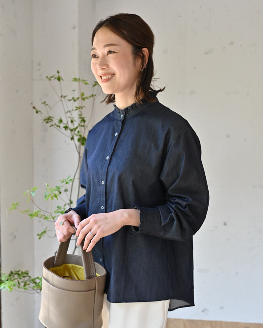 播州織のフリルブラウス