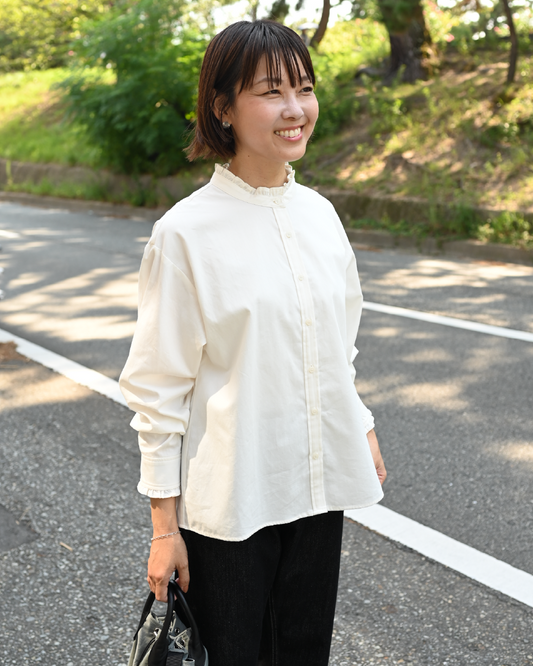 播州織のフリルブラウス