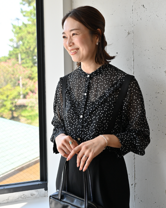 シフォンドットブラウス