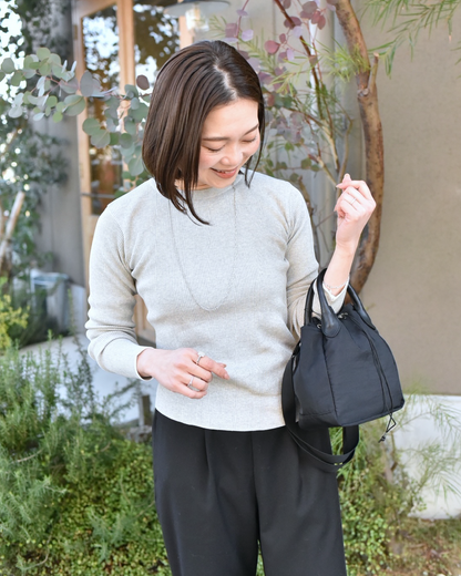 洗える配色アクセントのリブニット