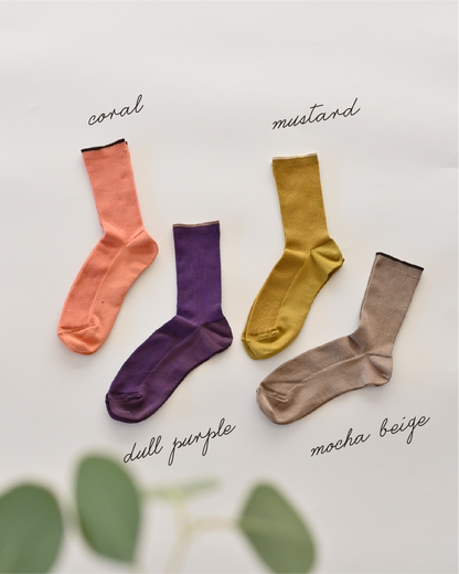 配色ラインのリブ靴下