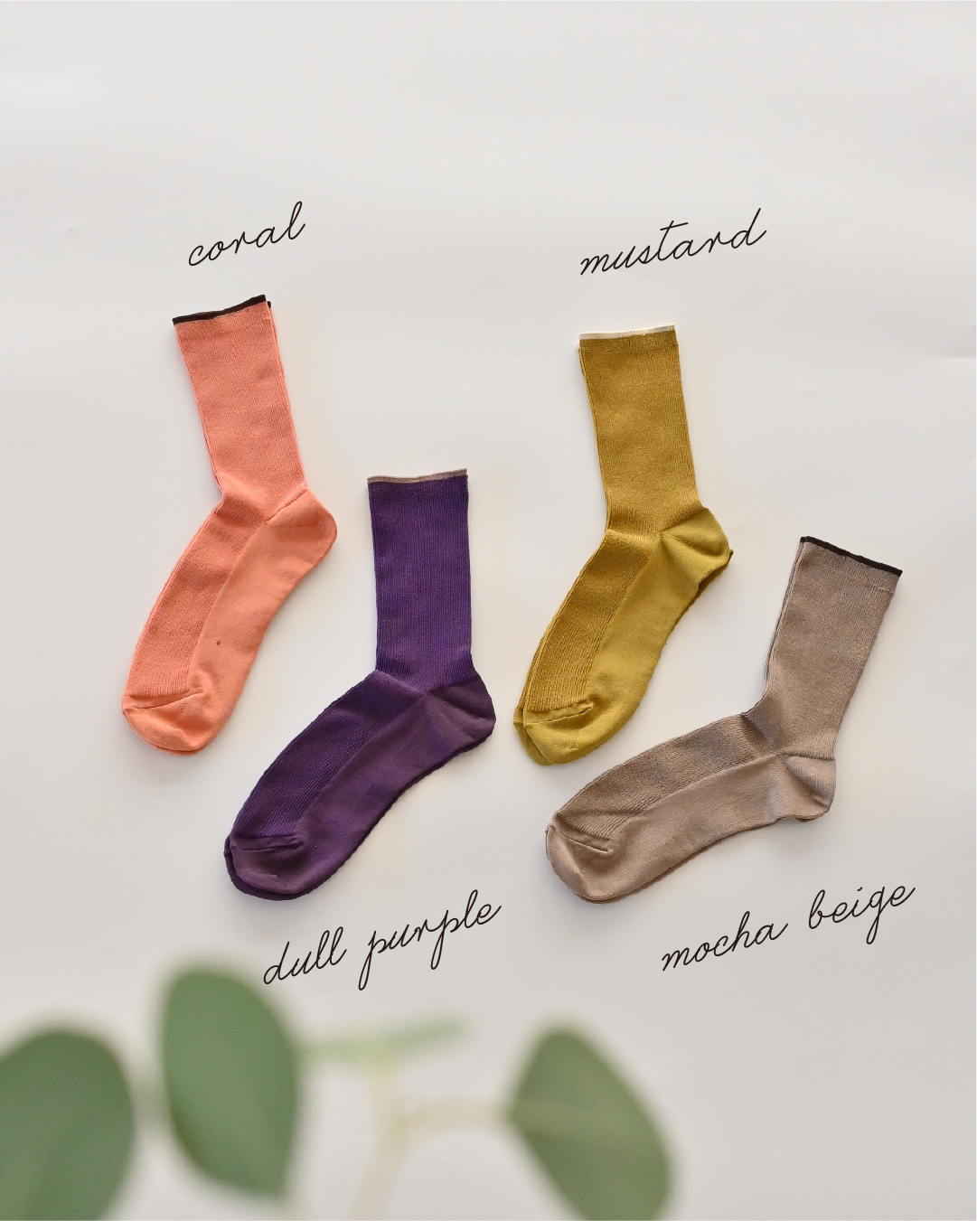 配色ラインのリブ靴下