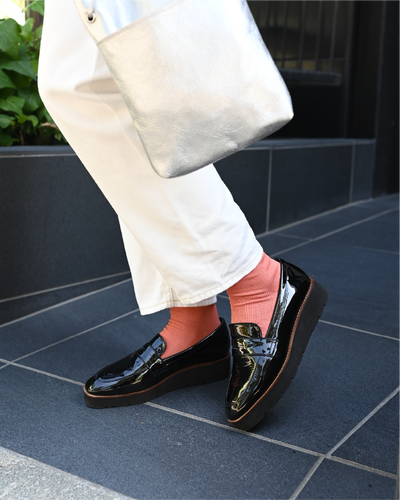 配色ラインのリブ靴下