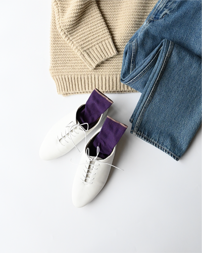 配色ラインのリブ靴下