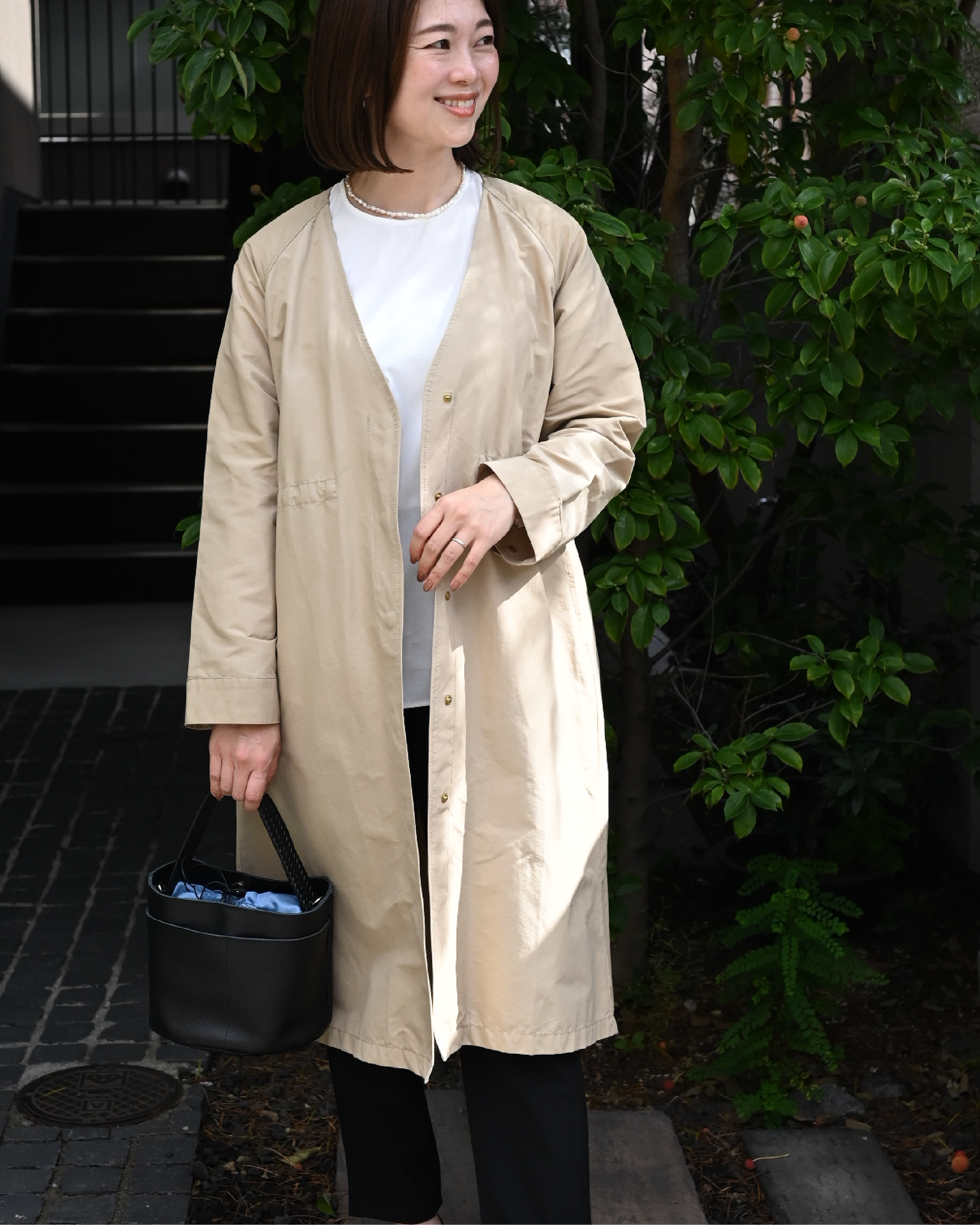 美品　OUR アワーホーム ノーカラーコート 頼れるノーカラーコート – OURHOME