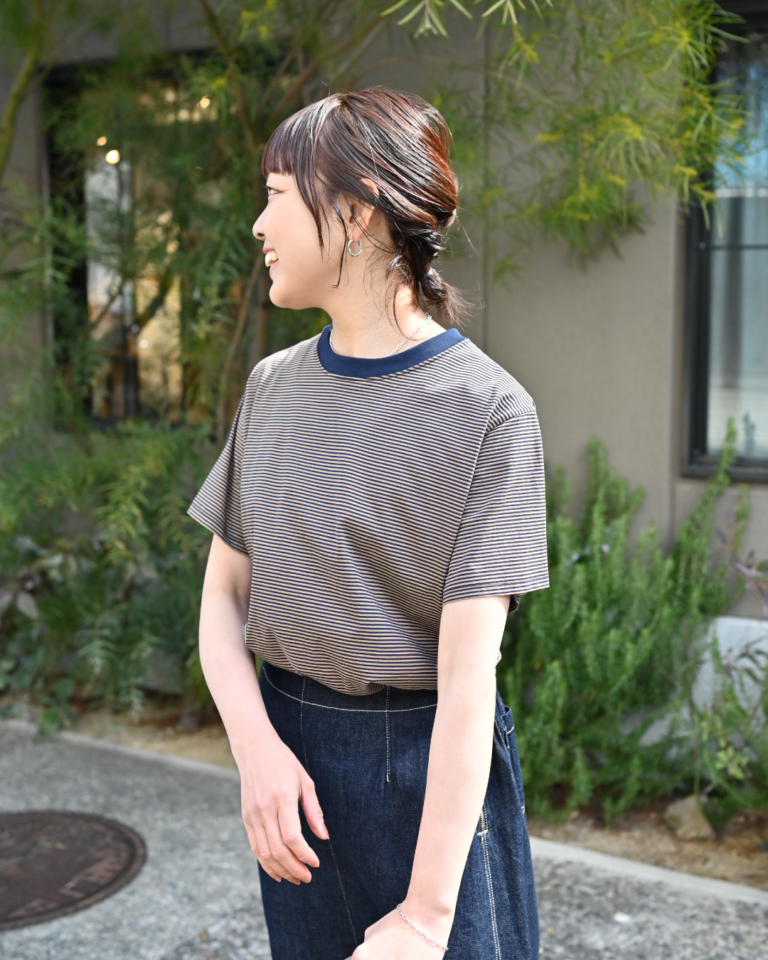 綿100%きれいめボーダーTシャツ - OURHOME