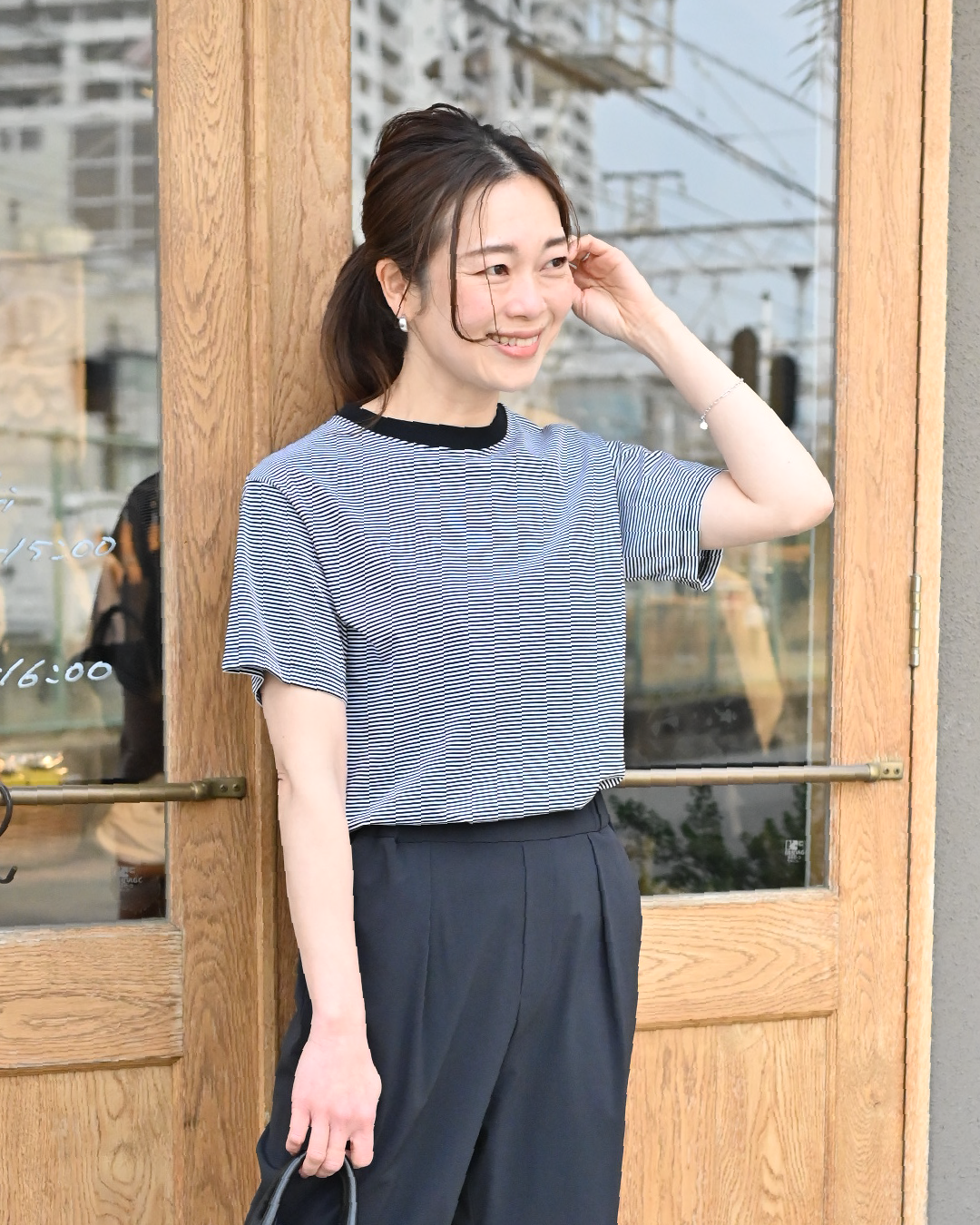 綿100%きれいめボーダーTシャツ