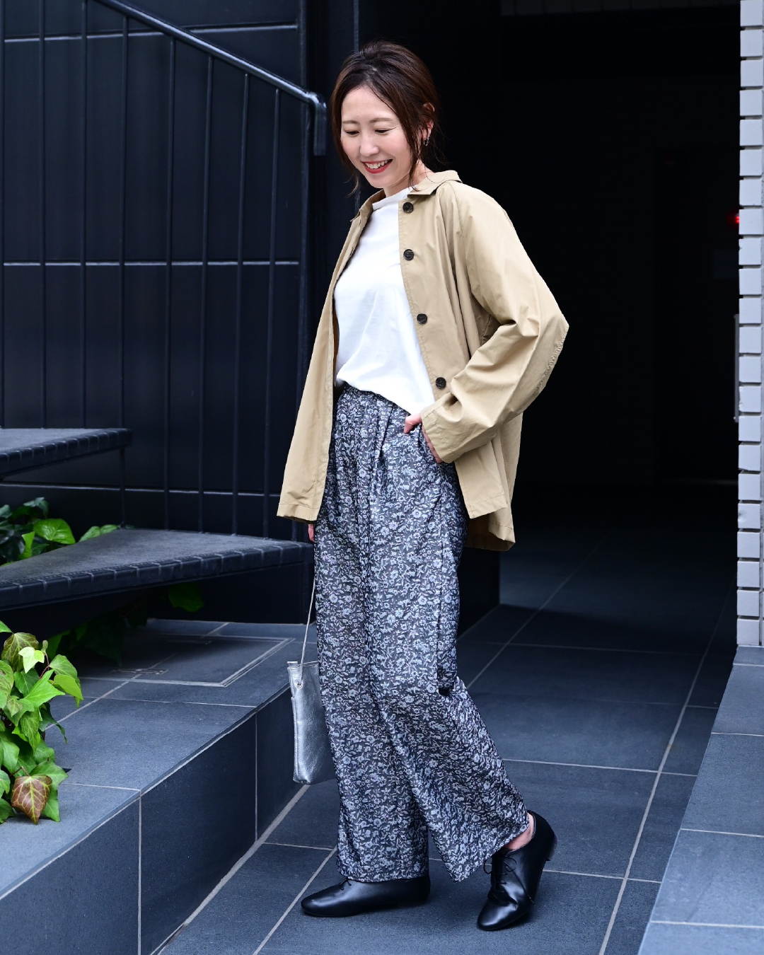 リバティ柄セミワイドパンツ