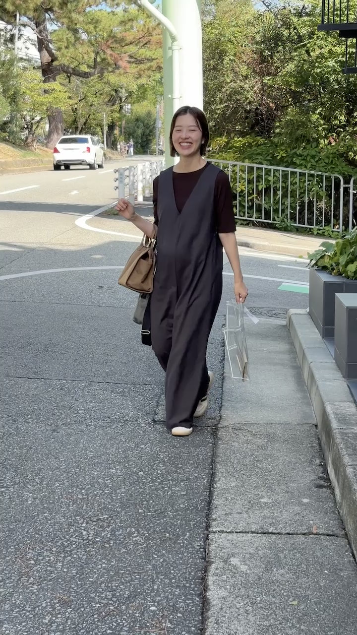 アワーホーム our ゆったりシルエットのオールインワン グレー ゆったりシルエットのオールインワン
